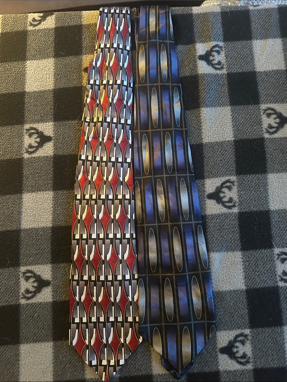 Country Road Men's Geometric Silk Tie Duo — Red & Blue Patterns